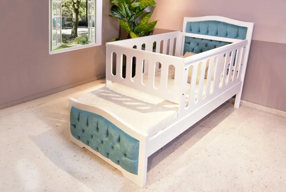 CAMA CUNA DREAMS BLANCA TAPIZ VERDE MENTA