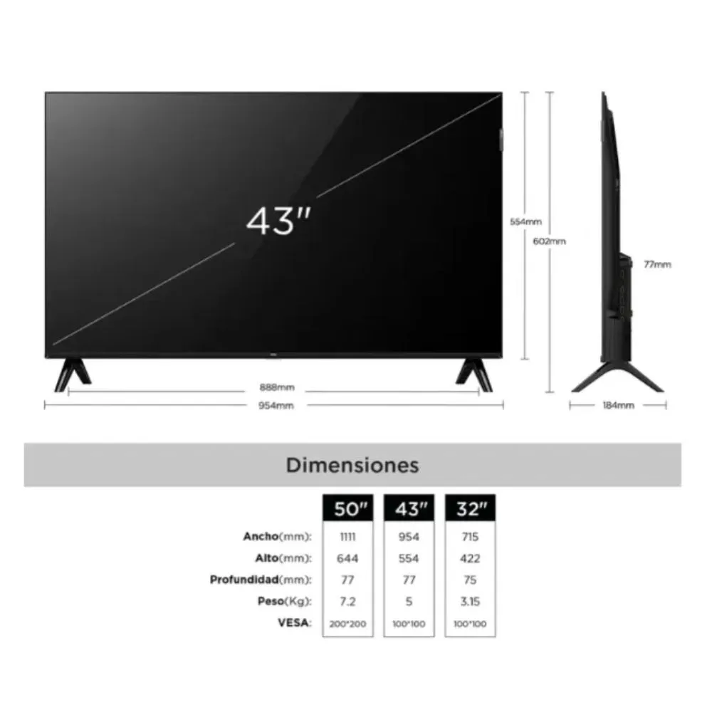 TV TCL 43" HD QLED SMART GOOGLE